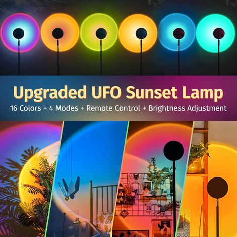 Aiducho Sonnenuntergangslampe, 16-farben-projektionslampe Mit Fernbedienung, Sonnenuntergangs-aura-projektor, Um 180 Grad Drehbares Sonnenuntergangslicht Für Fotos/selfies