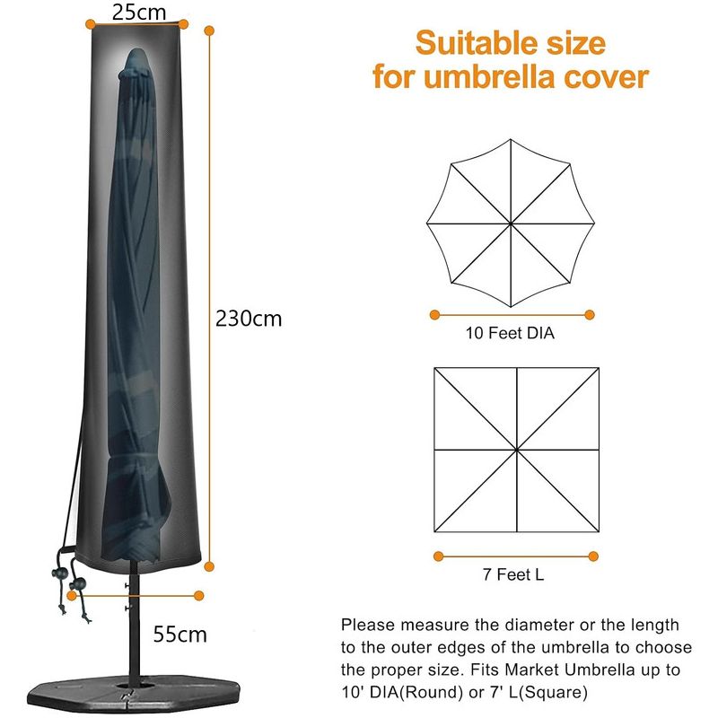 Sonnenschirmhülle 25 X 55 X 230 Cm, Wasserdicht Und Robust, Aus Oxford-gewebe Gefertigt, Strapazierfähige Schutzhülle Für Den Außenbereich Mit Reißverschluss