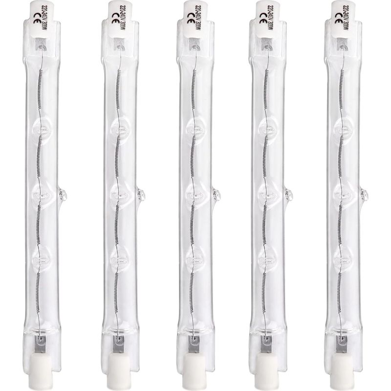 R7s Linear-halogenlampen 118 Mm 300 W, Dimmbar, Warmweiß 2700 K, 4500 Lm, 220 V, Doppelseitiger R7s-fluter Für Landschaftsbeleuchtung, Sicherheitsarbeitsleuchte, 5 Stück