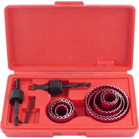 Aiducho 8-teiliges Bimetall-lochsägen-set Aus Kohlenstoffstahl, 19-64 Mm, Lochsägenkoffer Für Holz, Gipskarton Und Gipsplatten (rot)
