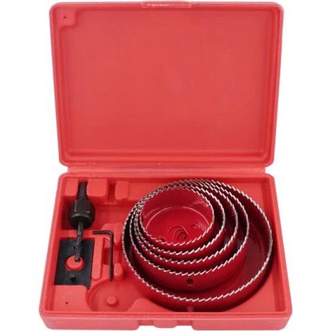 Aiducho 5-teiliges Lochsägen-set Aus Bimetall-kohlenstoffstahl, 64-127 Mm Lochsägenkoffer Für Holz, Gipskarton Und Gipsplatten (rot)