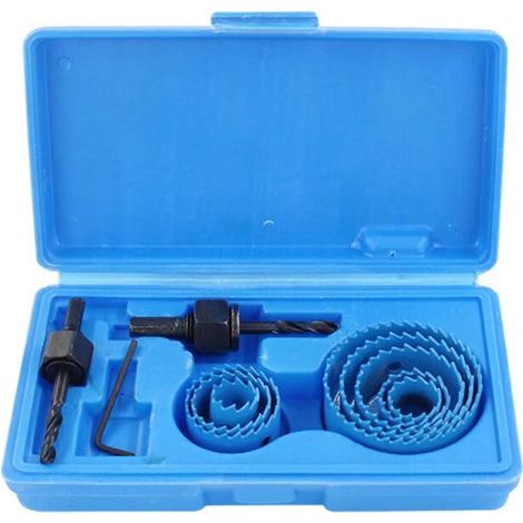 Aiducho 8-teiliges Lochsägen-set Aus Bimetall-kohlenstoffstahl, 19–64 Mm, Im Koffer, Für Holz, Gipskarton Und Trockenbauwände – Blau