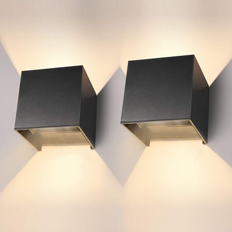 Aiducho 2er-pack Wandleuchten Für Innen Und Außen, 12 W, Mit Einstellbarem Abstrahlwinkel, Led-wandleuchten 2700–3000 K Warmweiß, Ip65 Wasserdichte Wandleuchte, Schwarze Wandleuchte Für Wohn-/schlafzi