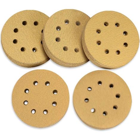 Aiducho Packung Mit 100 Schleifscheiben, 125 Mm, Mit Klettverschluss, Körnung 60, 80, 120, 150, 220, 8 Löcher, Sortiert, Für Exzenterschleifer
