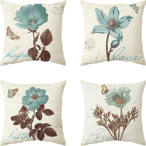 Dekorative Outdoor-kissenbezüge 45x45 Cm, Wasserdicht, Schmetterlings-, Garten- Und Blumenmuster, Für Bänke, Sofas Und Als Innendekoration