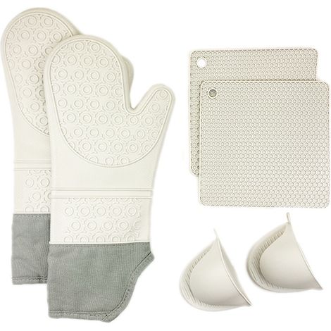 Aiducho Ofenhandschuhe Und Topflappen, Hitzebeständige Silikon-küchenhandschuhe, Rutschfest, Hitzebeständig Bis 230 °c, Mit Baumwolle Gefüttert, Ideal Zum Grillen, Backen Und Für Die Konditorei, 6er-s