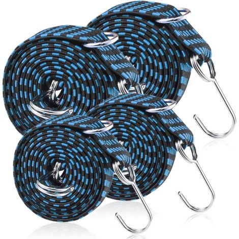 Aiducho Elastische Bungee-seile Mit Haken, Elastischer Spanner, Elastisches Gepäckseil, 4-teiliges Gepäckseil-set Mit Elastischen Gurten, Verstellbares Elastisches Bungee-seil Mit Metallhaken