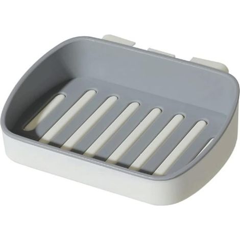 Aiducho Seifenschale, Kreative Seifenbox Mit Saugnapf, Wandmontage, Ohne Bohren, Doppelter Abfluss, Ovale Seifenschale Für Badezimmer, Asche