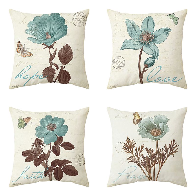 Aiducho Outdoor-kissenbezüge, 4er-set, Wasserdicht, Klassisches Blaues Blumenmuster, Sofakissenbezüge Für Terrasse, Garten, Wohnzimmer, Schlafzimmer, 45 X 45 Cm