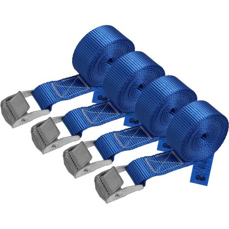 Aiducho Klauen-spanngurt, Befestigungsgurt – Blau – Maximale Traglast 250 Kg, 4 Stück À 2,5 Cm X 2,5 M