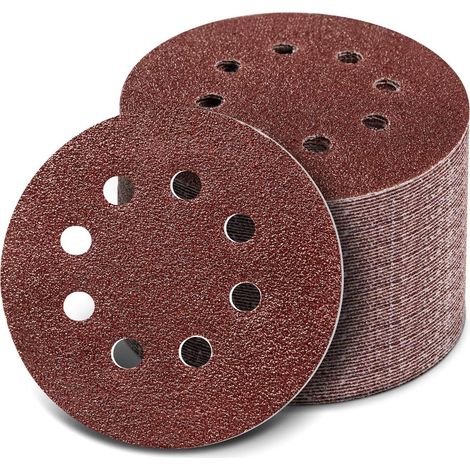 Aiducho Schleifscheiben, 100 Stück Schleifscheiben Größe 125 Mm Ideal Zum Schleifen, Polieren, Entrosten (8 Löcher)