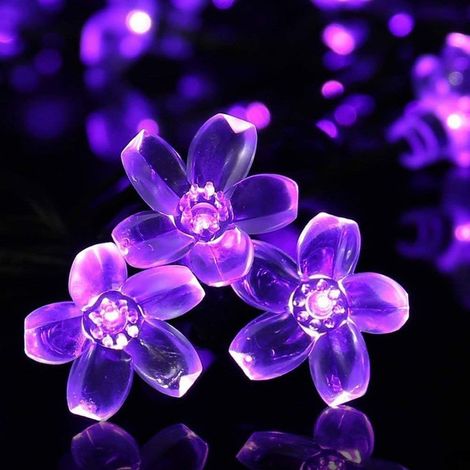 Aiducho 30 Led Solar-lichterkette, Kirschblüten-design, 6,5 M, Blütenform, Außenbeleuchtung, 8 Modi, Wasserdichte Lichterkette Für Garten, Terrasse, Hof, Party, Weihnachtsdekoration, Lila