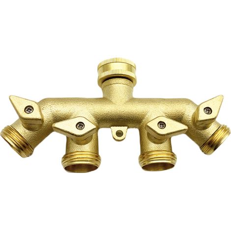 Aiducho Schlauchverteiler (4-wege), Messing-gartenschlauchadapter, Vierwege-splitteradapter, Kugelhahn, Wasserhahnanschluss