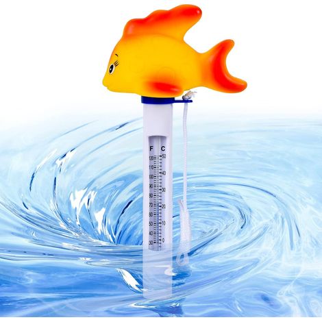 Schwimmendes Thermometer, Schwimmendes Poolthermometer, Wasserthermometer In Form Eines Cartoon-tieres Mit Seil Für Innen- Und Außenpools (gelber Fisch)