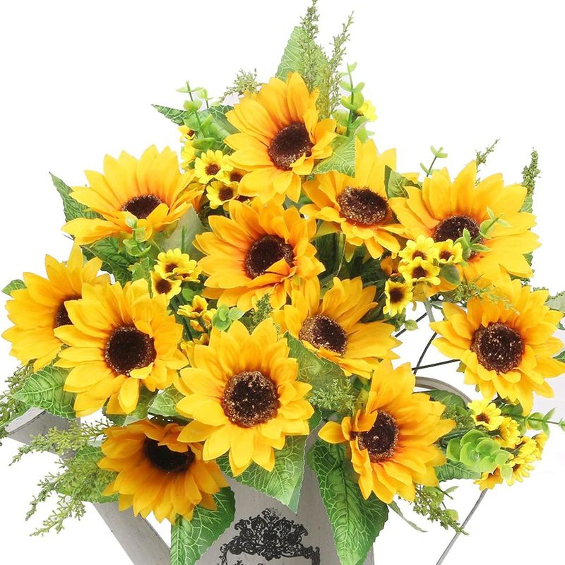 Kunstblumen, Künstliche Sonnenblumensträuße, Kunstblumen Für Babypartys, Heimdekoration, Hochzeitsdekoration, Braut Mit Blumen, Diy-gartenbastelideen