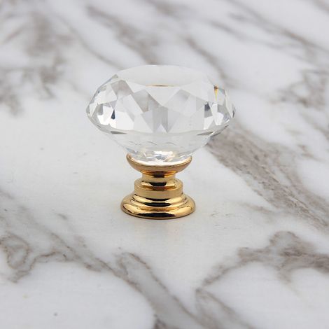 Aiducho Set Mit 15 30mm Kristallglas-schranktürknöpfen Für Schränke, Kleiderschränke, Schubladen, Heimdekoration Mit 3 Schraubenlängen (gold)