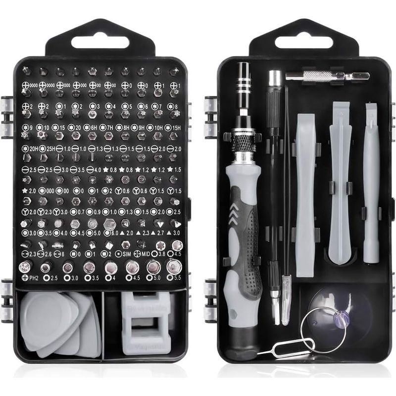 115-in-1 Präzisionsschraubendreher-set, Tragbares Magnetisches Präzisionsschraubendreher-reparaturwerkzeug Für Computer/laptop/iphone/brille/uhr/smartphone (grau), Aafgvc