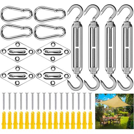 Aiducho Sonnensegel-befestigungsset, 44-teiliges Sonnensegel-montageset, Zubehörset Aus Edelstahl 304, Gartensegel-befestigungsset