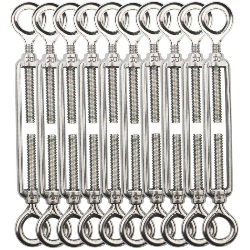 Aiducho Drahtspanner, M5 Drahtspanner, Kabelspannhaken Und Haken, Kabelspanner Aus Edelstahl 304, Verwendet Für Wäscheleinen, Aufhängungen, Geländerkabel - 10 Stück