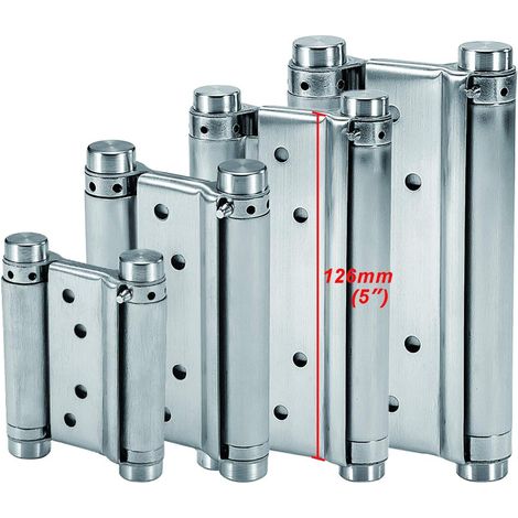 Aiducho Doppeltwirkende Edelstahl-federbänder (126 Mm) Für Drehtüren, Selbstschließende Bänder Für Salons, Cafés, Bars, Pubs, Theken Und Schranktüren Bis 25 Kg (2 Stück)