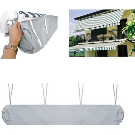 Aiducho Markisenabdeckung, Sonnenschutz Für Terrasse Und Garten, Wasserdichte Markisenabdeckung Mit Aufbewahrungstasche, Seil-regenmarkise, Staubdichte Schutzabdeckung, Grau, 4 M