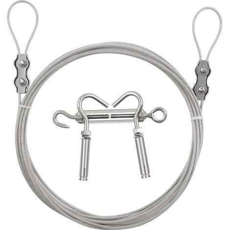 Aiducho 6m Φ3mm Pvc-beschichtetes Edelstahlseil Mit Kabelspanner, Zur Herstellung Von Edelstahlseil-aufhängesets, Gartenseilrutschen, Kletterpflanzensets Und Wäscheleinen.