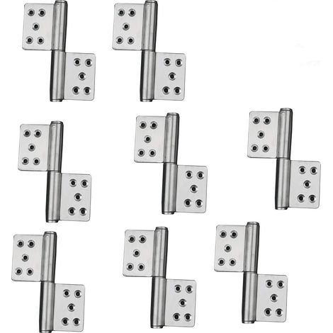Aiducho Set Mit 8 Klapptürbändern (4 Paare) Aus Edelstahl 304, 360° Drehbar, Zwei Abnehmbare Bänder Für Fenster-, Schrank- Und Küchentüren