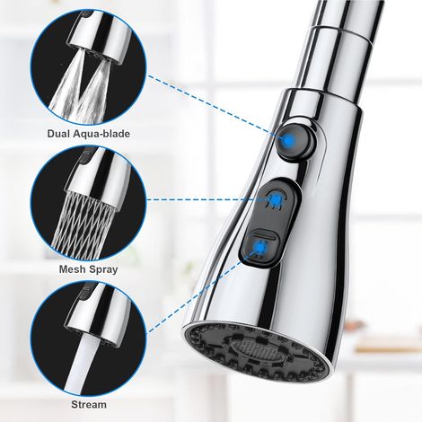 Aiducho Küchenspülen-brausekopf, 360° Drehbar, 3 Strahlarten, Küchenarmatur-düse Mit Luftsprudler, Küchenspülen-mischbatterie Mit Drehbarem Brausekopf, Universeller Schwenkadapter