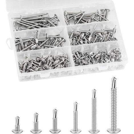 Aiducho 210-teiliges Set Selbstbohrender Edelstahlschrauben Mit Linsenkopf, Selbstbohrschrauben-set M4,2 X 50 Mm / 38 Mm / 30 Mm / 25 Mm / 19 Mm / 13 Mm