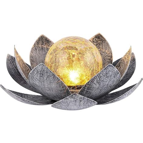 Aiducho Solar-gartenleuchte Für Den Außenbereich, 20 X 20 X 10 Cm, Lotus-gartendekoration, Warmweißes Led-solarlicht, Geeignet Für Rasenwege, Terrassen Und Balkone, Grau