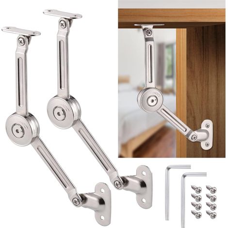 Aiducho 2 Stück Soft-close-deckelscharniere Mit Schrauben Und Inbusschlüssel, Satin-nickel, Tragkraft 18 Kg, Deckelhalterscharnier Für Schränke, Spielzeugkisten-hebemechanismus