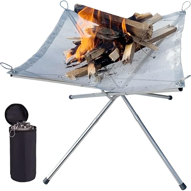 Tragbare Feuerstelle Für Den Garten, Faltbar, Aus Edelstahl, Ideal Für Lagerfeuer, Heizung Im Freien Und Kamine – Mittelgroß: 42 X 42 X 32 Cm