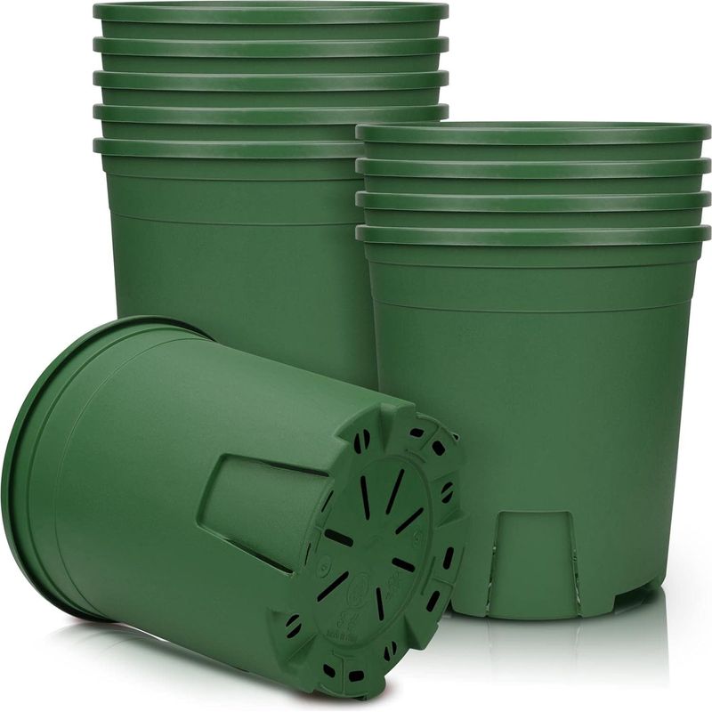 Blumentöpfe, 18 Cm, 10 Stück, Kunststoff-pflanztöpfe Mit Abflussloch Für Drinnen, Draußen, Garten – Grün