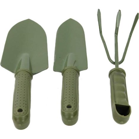 Aiducho 3-teiliges Gartenwerkzeugset, Gartenwerkzeug Zum Umtopfen, Unkrautjäten, Kultivieren, Veredeln, Pflanzen (2x Schaufel, 1x Rechen/spaten)
