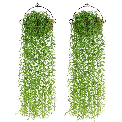 Aiducho 2 Künstliche Hängepflanzen, 95 Cm Hohe Künstliche Pflanzen Mit Efeu- Und Weidenblättern, Kunststoffpflanzen, Hängende Rankendekoration Für Hochzeitsgärten -a