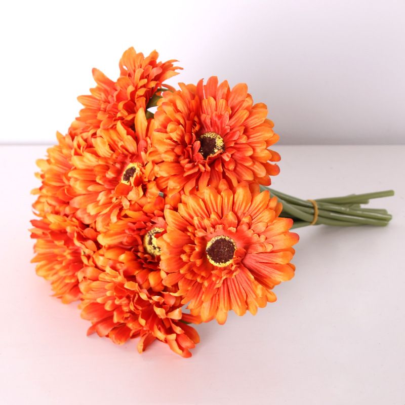 15 Künstliche Seiden-gänseblümchen, Künstliche Gerbera-blumen, Brautstrauß Für Zuhause, Diy-tischdekoration (orange)
