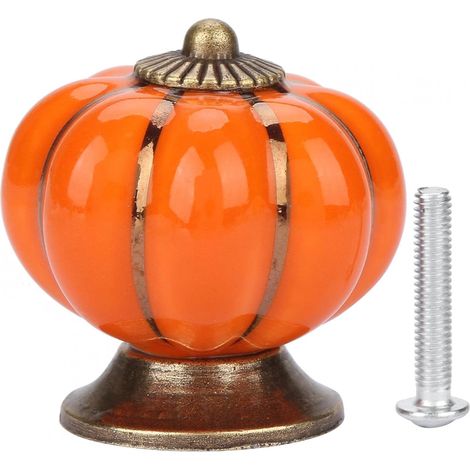 Aiducho Bunter Halloween-kürbis Aus Keramik, 40 X 40 Mm (durchmesser X Höhe), Schranktürknöpfe, Kommodenschubladengriffe, Möbel- Und Küchenschrankgriffe, Vintage-kupferbeschläge Mit Schrauben (orange)