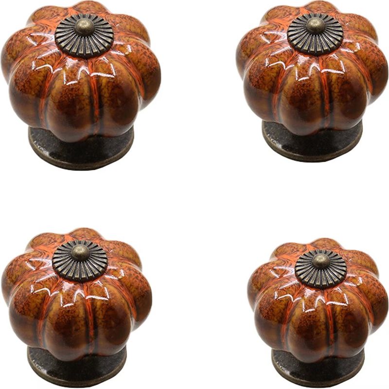 Keramik-türknöpfe, 40 Mm Kürbis-schubladenknöpfe, Glasierte Vintage-schrankgriffe Und -knöpfe, Messing-schrankknöpfe Mit Leopardenmuster Und Schrauben Für Küche, Büro, Kommode (orange)