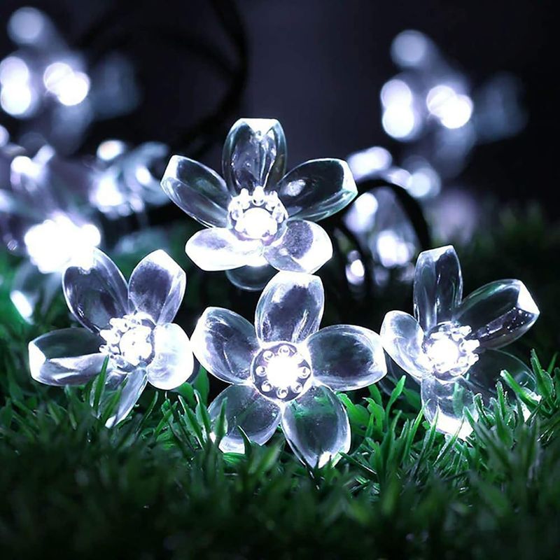 20 Led-solar-lichterkette In Kirschblütenform, 5 M, 8 Modi, Wasserdicht, Für Garten, Terrasse, Hof, Party, Weihnachtsdekoration, Weiß