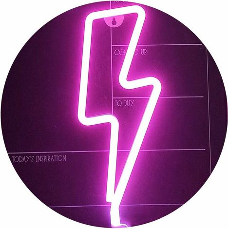 Zolginah Blitzförmige Led-neonleuchte, Dekorative Wandleuchte Für Babyzimmer, Weihnachten, Hochzeiten Und Partys (pinker Neonblitz)