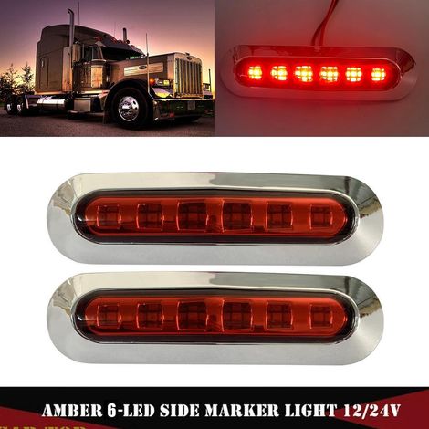 2 Stück – Rosa Lkw- Und Transporter-seitenleuchten Mit 6 Leds, Verzinkt, 10–30 V, Anhänger-rückseitenleuchten