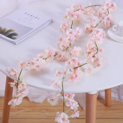 Aiducho 1er-pack Künstliche Seidenblumen Kirschblütengirlande Hängende Ranke Für Hochzeit Garten Heimdekoration (rosa)