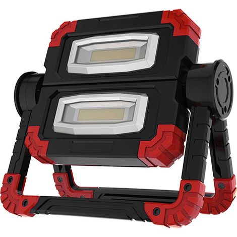 Aiducho Wiederaufladbarer Led-flutlichtstrahler, Arbeitsleuchte Mit 2 Cob-scheinwerfern, 3 Modi, 20w 5000mah Powerbank, Faltbare Led-arbeitsleuchte Mit 360°-drehung Für Camping Und Reparaturen, Rot