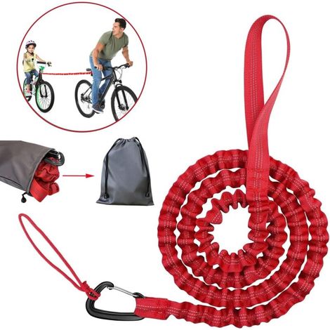 Fahrrad-abschleppseil, Kinder-abschleppseil, Elastisches Fahrrad-abschleppseil, Tragfähigkeit 500 Lb (rot - 170 Cm)