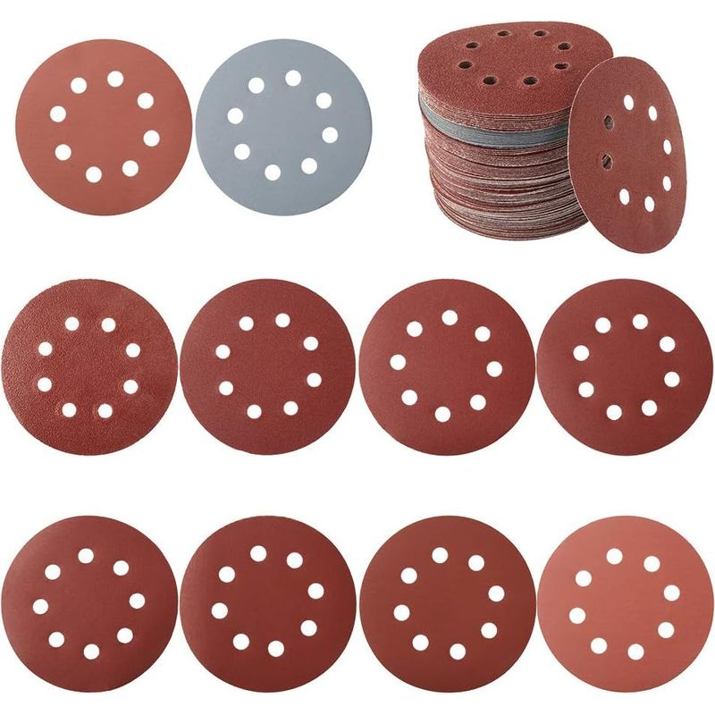 125-mm-schleifscheiben – 100er-packung – Körnungen 80/180/240/320/400/800/1000/1500/2000/3000 – Vorgebohrt Für Staubabsaugung – Für Hartholz Und Metall