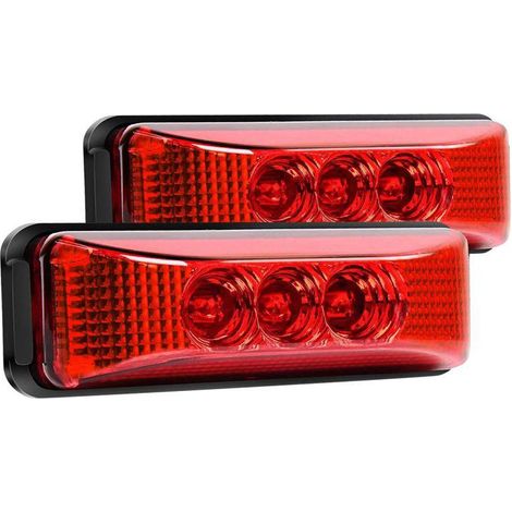 2 Stück – 12v Rote Piranha 3 Led Hochleistungs-lkw-seitenleuchten, Staufachblinker, Positionsleuchten