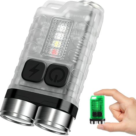 Aiducho Wiederaufladbare Led-schlüsselanhänger-taschenlampe, 10 Leuchtmodi, 900 Lumen, Ip65 Edc, Mit Uv-seitenlicht Und Magnetischer Rückseite Für Camping Und Notfälle (weiß)