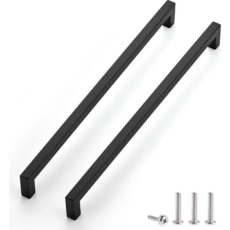 Set Mit 2 Schwarzen Schrankgriffen – 288 Mm Lochabstand – Edelstahl – Einfache Montage An Küchenschränken