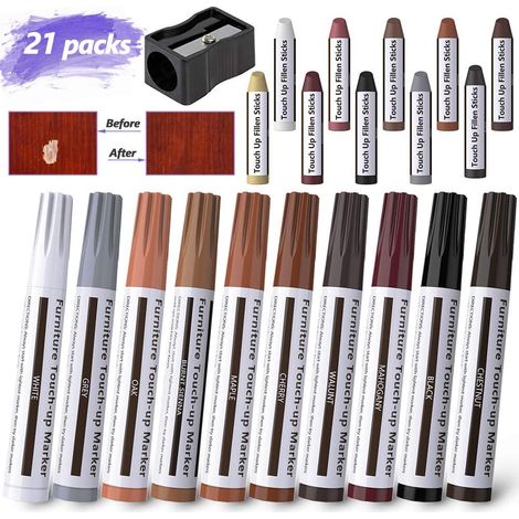 Aiducho 21-teiliges Möbel-ausbesserungsstift-set, Mehrzweck-filzmarker-set Zur Reparatur Von Flecken, Kratzern, Holzböden Und Tischen Mit Anspitzer