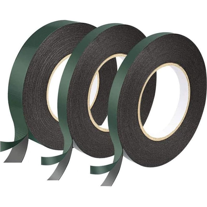 Doppelseitiges Klebeband 12 Mm Und 25 Mm – 3 Rollen À 10 M – Wasserdichter Pe-schaum Für Diverse Anwendungen – Schwarz